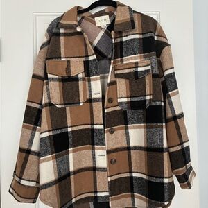 HYFVE Plaid flannel button up - Brown, Black, and White